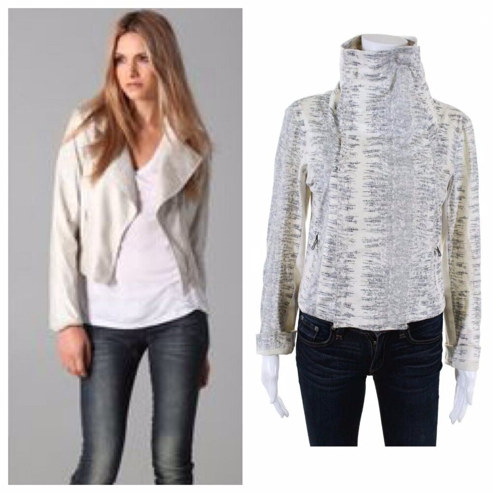 $298 Georgie Intermix Python Snake Skin Print Moto Jacket Faux Suede Size Medium